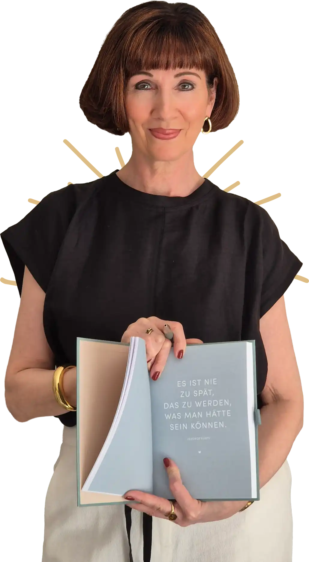 Claudia Schneider mit Buch in der Hand